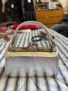 Mini Top-Handle Bag in Metallic Silver